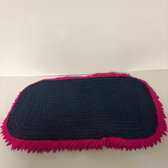 Handmade Pink Purple Rag Rug Rectangle Vibrant Shaggy Mat 26in x 16 in - Picture 2 of 7